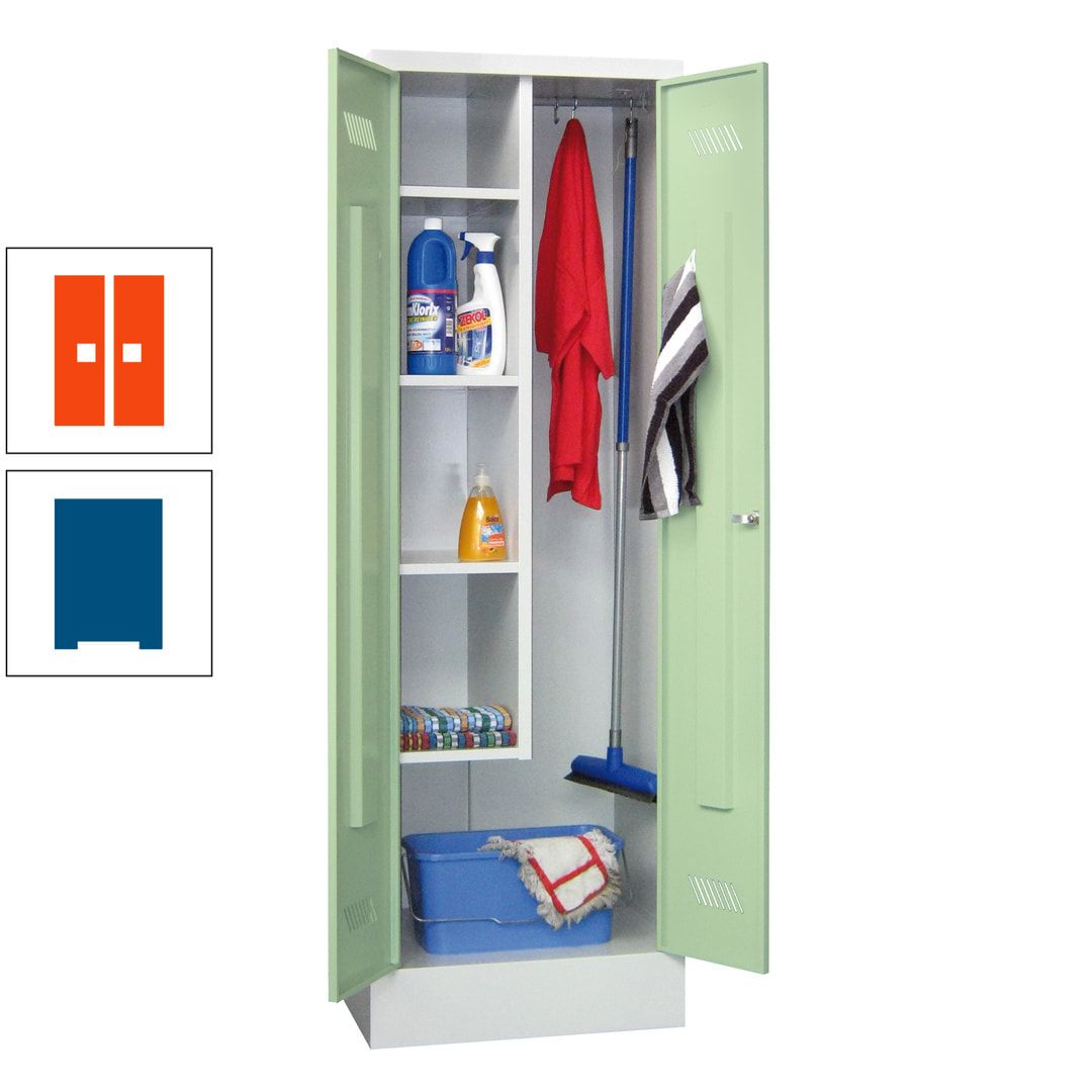 Putzschrank mit Sockel - 1 Abteil mit Trennwand - 1.850x600x500 mm (HxBxT) - Drehriegel - anthrazitgrau
