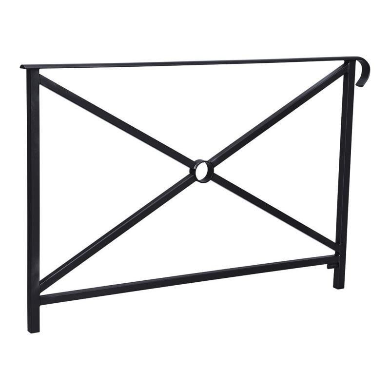 Geländer Kreuz und Kreis - 1.000 x 1.500 mm - flacher Handlauf - Farbe enzianblau - Außengeländer Systemgeländer