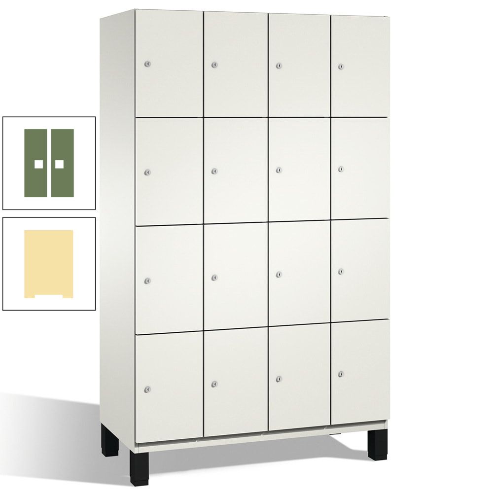 Fächerschrank, Stahlschrank, 16 Fächer, Türöffnungsbegrenzer, mit Füßen, Korpus lichtgrau, Tür anthrazitgrau, 1.980 x 1.200 x 525 mm (HxBxT)
