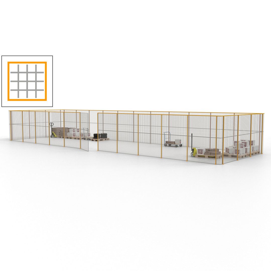 Maschinen Schutzgitter - Hallentrennwand - Sicherheitszaun - Tür - 42 m - 2.200 x 16.900 x 4.900 mm (HxBxT) - enzianblau