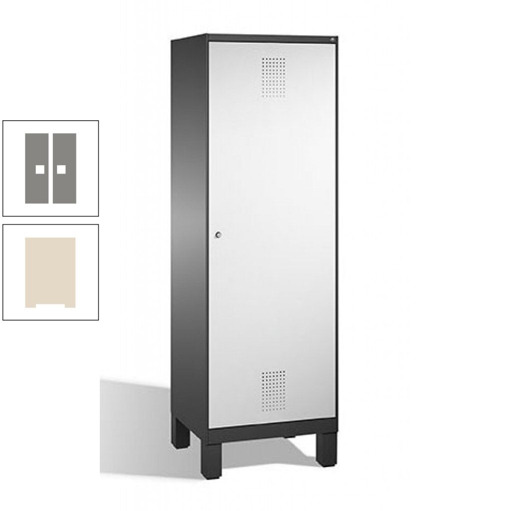 Doppel-Spind, Garderobenschrank, 1 Tür für 2 Abteile a 300 mm, Korpus anthrazitgrau, Türen anthrazitgrau, 1.850 x 600 x 500 mm (HxBxT)
