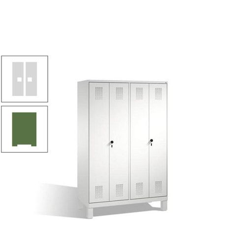 Doppel-Spind, Doppeltüren, Garderobenschrank mit Füßen, 4 Abteile a 300 mm, Korpus anthrazitgrau, Tür anthrazitgrau, 1.850 x 1.200 x 500 mm (HxBxT)
