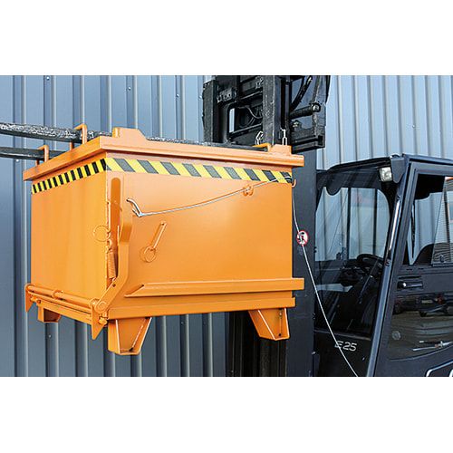 Eichinger Klappbodenbehälter, 1.000 Liter, stapelbar, selbstkippbar, Kettensicherung, 1.070 x 1.000 x 1.330 mm (HxBxT), Farbe anthrazitgrau