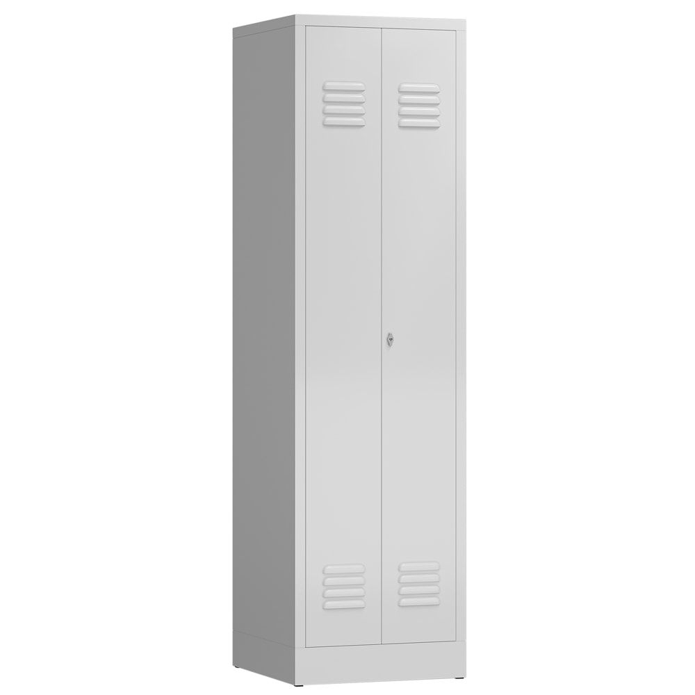 Mehrzweckschrank, Garderobenschrank, 2 Abteile, 6 Fächer, 1.800 x 500 x 500 mm (HxBxT), Drehriegel, Stahl, Korpus: lichtgrau, Front: anthrazitgrau