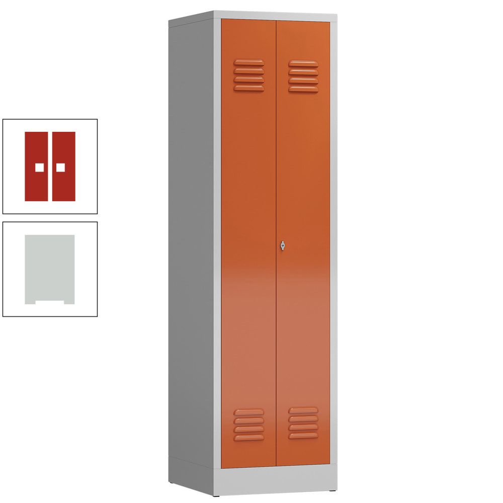 Mehrzweckschrank, Garderobenschrank, 2 Abteile, 6 Fächer, 1.800 x 500 x 500 mm (HxBxT), Drehriegel, Stahl, Korpus: lichtgrau, Front: anthrazitgrau