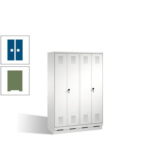 Doppel-Spind, Doppeltüren, Garderobenschrank mit Sockel, 4 Abteile a 300 mm, Korpus anthrazitgrau, Tür anthrazitgrau, 1.800 x 1.200 x 500 mm (HxBxT)