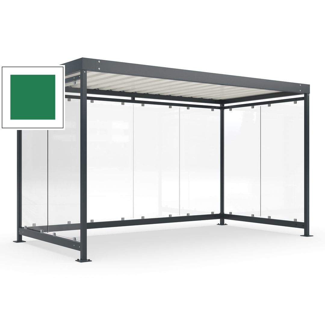Fahrradunterstand, Fahrgastunterstand, Bushaltestelle, Bausatz, 12-13 Personen, 2.510 x 4.195 x 2.165 mm (HxBxT), 8 Wände, Achatgrau
