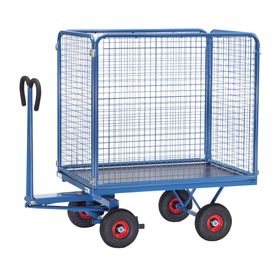 Fetra - Handpritschenwagen - Traglast 700 kg - (BxT) 800 x 1.200 mm - Drahtgitterwände 1.000 mm - Bereifung und Zugöse wählbar