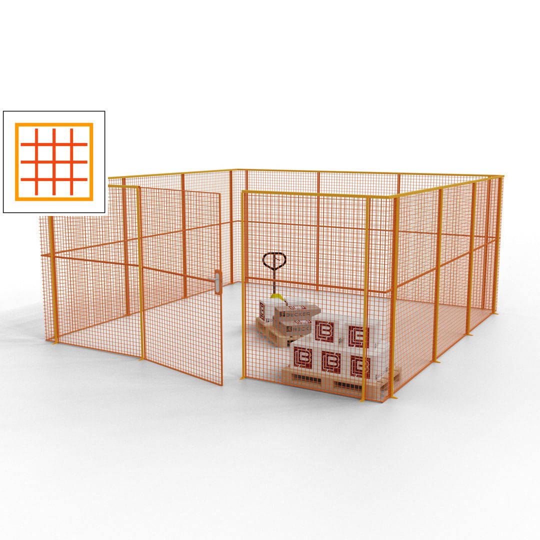 Maschinen Schutzgitter - Hallentrennwand - Sicherheitszaun - Tür - 18 m - 2.200 x 4.900 x 4.900 mm (HxBxT) - enzianblau
