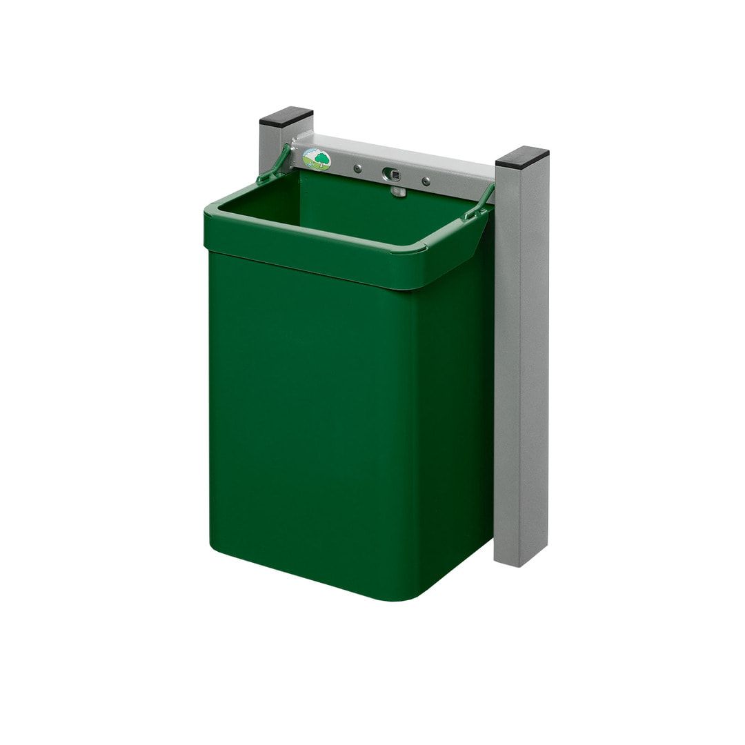 Wertstoffsammler für die Wandbefestigung - 15 l - 425 x 310 x 230 mm (H x B x T) - Piktogramm Glas - grün