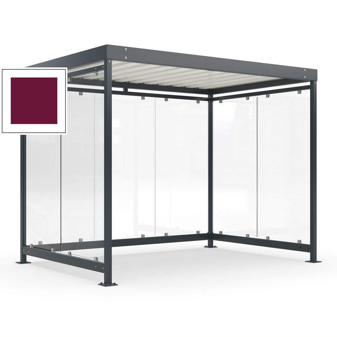 Raucherunterstand, Bausatz, Fahrgastunterstand, Bushaltestelle, 2.510 x 3.180 x 2.165 mm (HxBxT), 7 Wände, Achatgrau