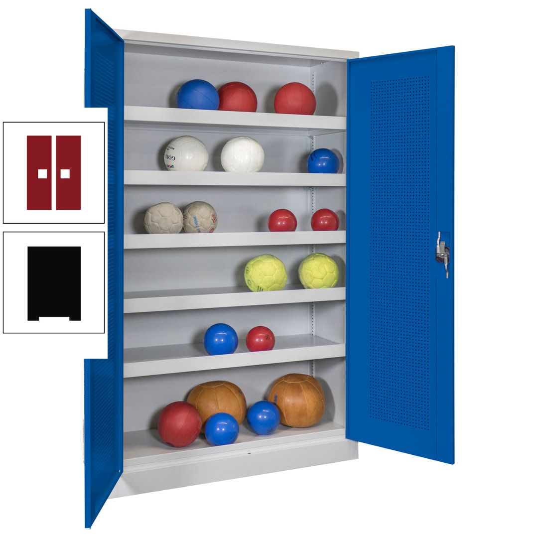 Ballschrank - Lochfeldtüren - 5 Böden - 1.950x1.200x500 mm (HxBxT) - anthrazitgrau