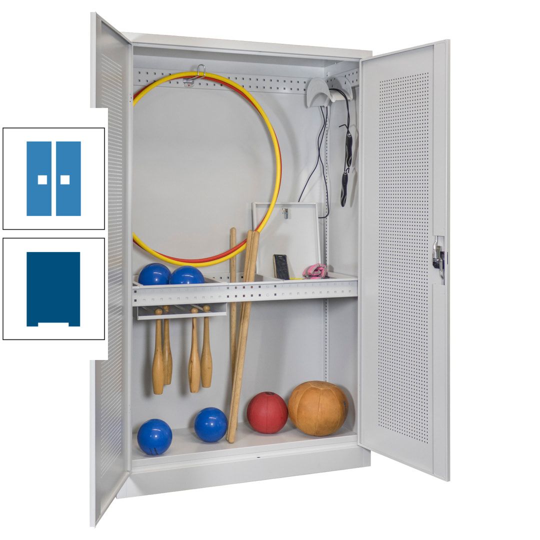 Sportschrank - Lochfeldtüren - Variante 1 - 1.950x1.200x500 mm (HxBxT) - anthrazitgrau