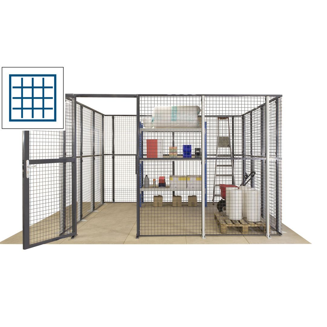 Maschinen Schutzgitter - Hallentrennwand - Sicherheitszaun - Tür - 72 m - 2.200 x 21.400 x 15.400 mm (HxBxT) - enzianblau