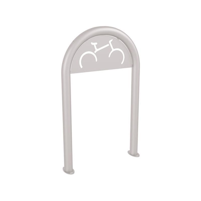 Fahrradbügel - Fahrradständer - mit Beschilderung - mit Bodenplatte - Stahl - Büroklammerform - 1.000 x 625 mm (HxB) - enzianblau