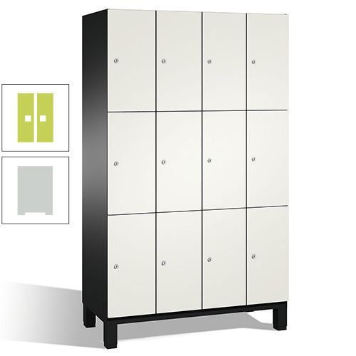 Fächerschrank, Stahlschrank, 12 Fächer, Türöffnungsbegrenzer, mit Füßen, Korpus lichtgrau, Tür anthrazitgrau, 1.980 x 1.200 x 525 mm (HxBxT)