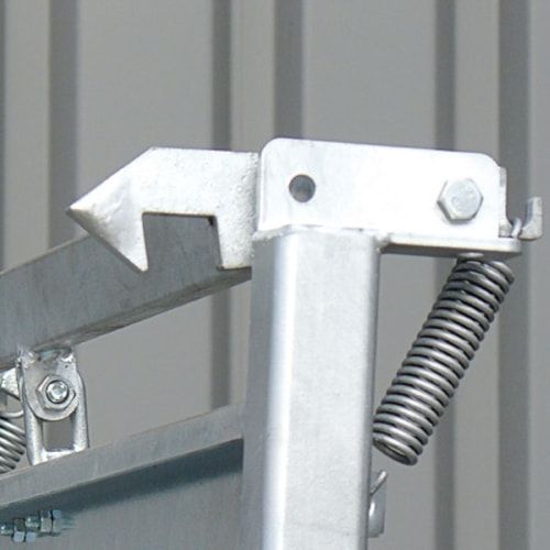Gitterboxkipper für Gabelstapler, hydraulisch, Traglast 500 kg, geeignet für Gitterbox, Kettensicherung, Spannhaken, Farbe anthrazitgrau (RAL 7016)