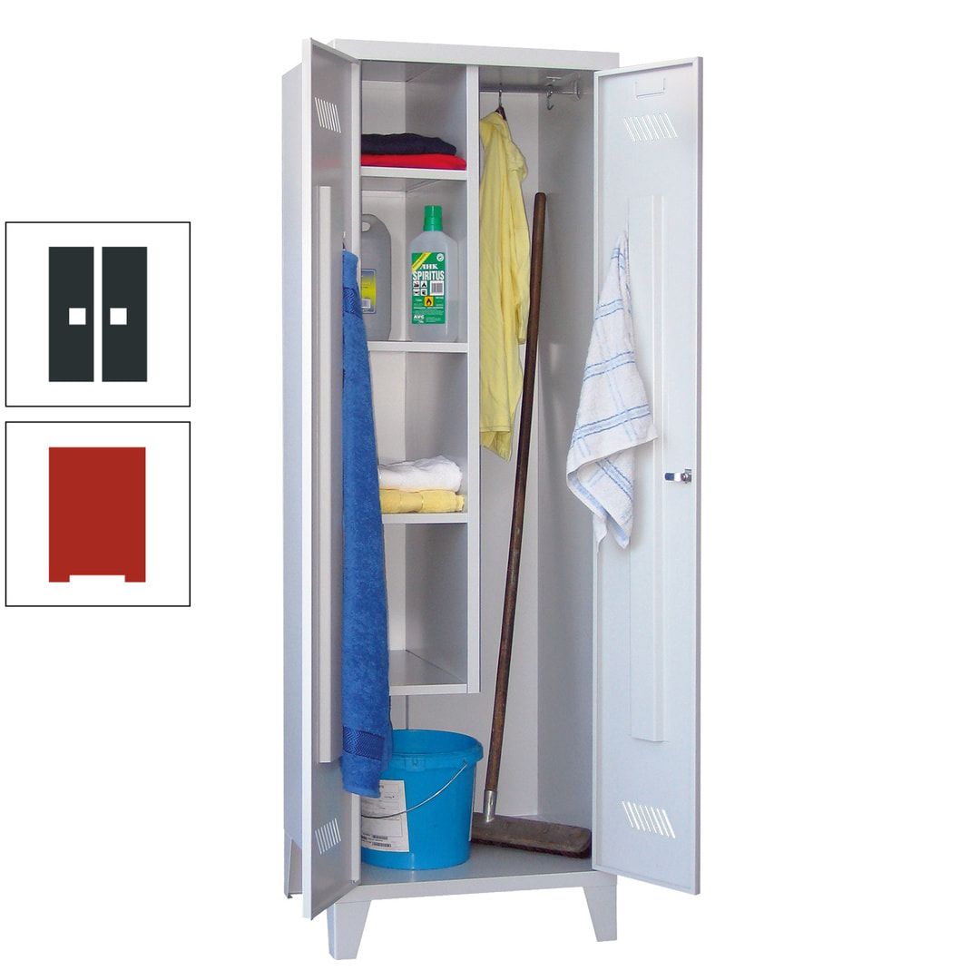 Putzschrank mit Füßen - 1 Abteil mit Trennwand - 1.850x600x500 mm (HxBxT) - Drehriegel - anthrazitgrau