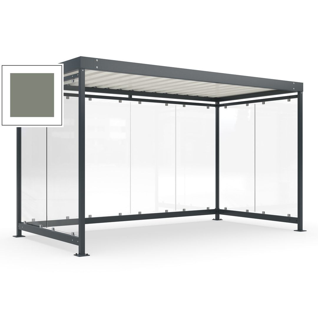 Fahrradunterstand, Fahrgastunterstand, Bushaltestelle, Bausatz, 12-13 Personen, 2.510 x 4.195 x 2.165 mm (HxBxT), 8 Wände, Achatgrau