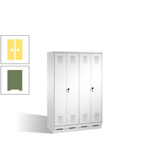 Doppel-Spind, Doppeltüren, Garderobenschrank mit Sockel, 4 Abteile a 300 mm, Korpus anthrazitgrau, Tür anthrazitgrau, 1.800 x 1.200 x 500 mm (HxBxT)