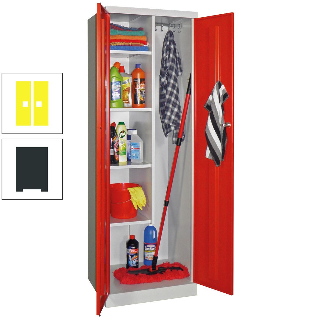 Putzschrank mit Sockel - 1 Abteil mit Trennwand - 1.800x600x500 mm (HxBxT) - Zylinderschloss - anthrazitgrau