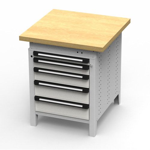 OTTOKIND Werkbank - Arbeitsplatte bündig - 850 x 605 x 750 mm (HxBxT) - 5 Schubladen - lichtgrau