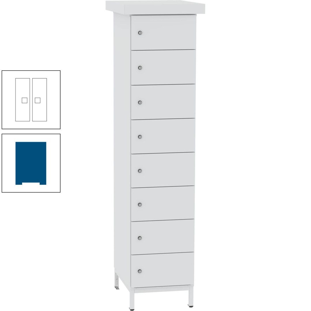 Akkuschrank, Batterieladeschrank, 8 Fächer, Schutzart IP54, Schuko, 1.855 x 400x 570 mm (HxBxT), Korpusfarbe anthrazitgrau, Frontfarbe anthrazitgrau