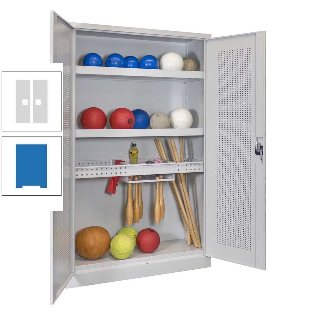 Sportschrank - Lochfeldtüren - Variante 2 - 1.950x1.200x500 mm (HxBxT) - anthrazitgrau