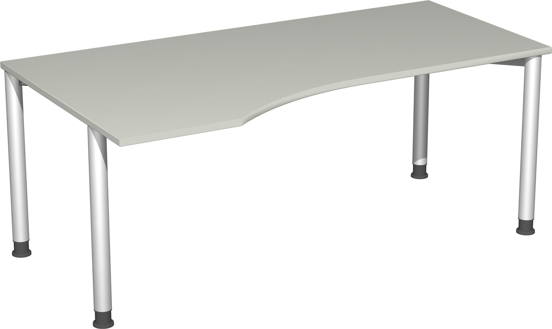 Eckschreibtisch mit einseitig verkürzten Füßen, 4-Fuß Flex, Ecke links, Höhe 680-800 mm, 1.600 x 1.000 mm (BxT), Gestell anthrazit, Ahorn