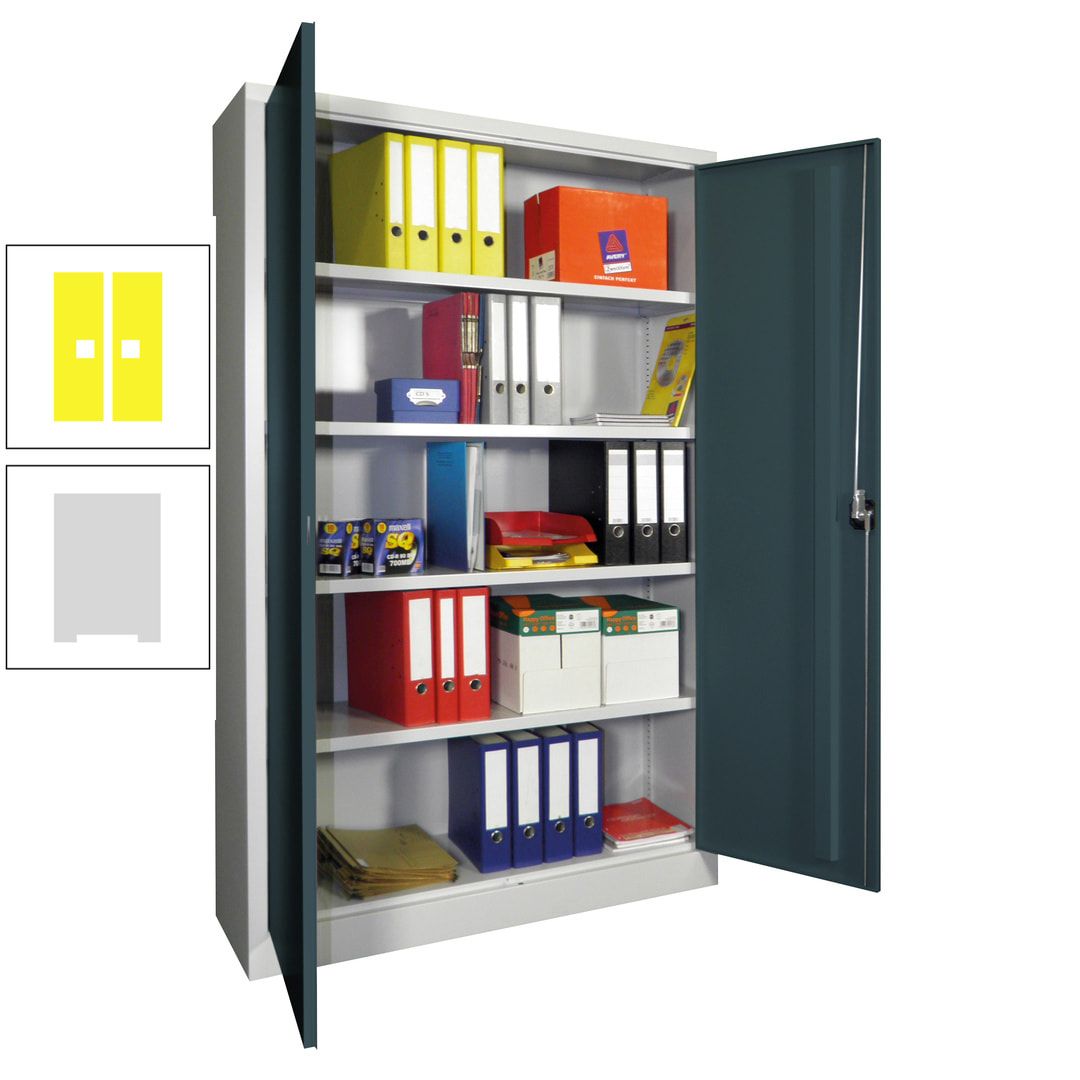 Aktenschrank - Vollblechtüren - 1.950x1.200x400 mm (HxBxT) - 4 Einlegeböden verzinkt - Zylinderschloss - anthrazitgrau