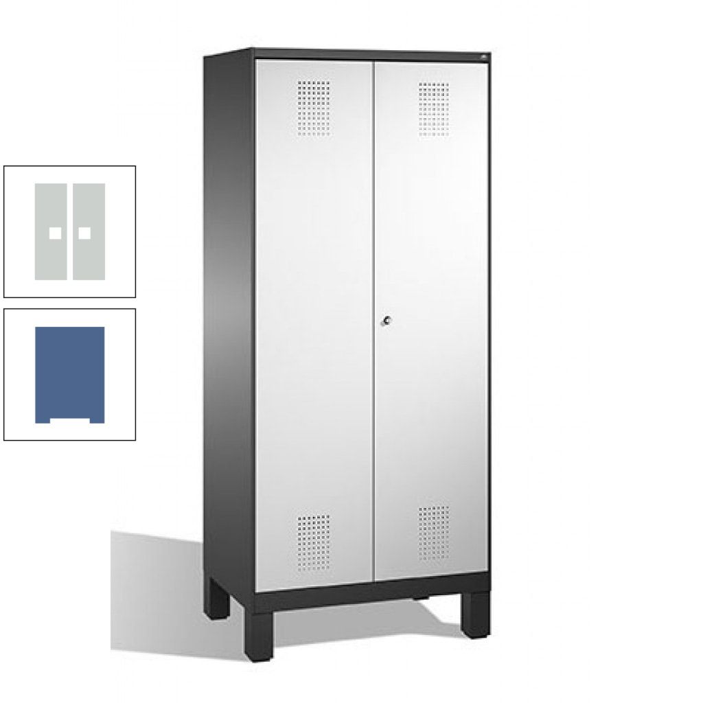 Mehrzweckschrank, Doppeltüren, auf Füßen, 2 Abteile a 400 mm, Korpus anthrazitgrau, Tür anthrazitgrau, 1.850 x 800 x 500 mm (HxBxT)