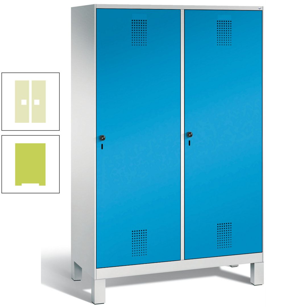 Doppel-Spind, Garderobenschrank, 2 Türen für 4 Abteile a 300 mm, Korpus anthrazitgrau, Türen anthrazitgrau, 1.850 x 1.200 x 500 mm (HxBxT)