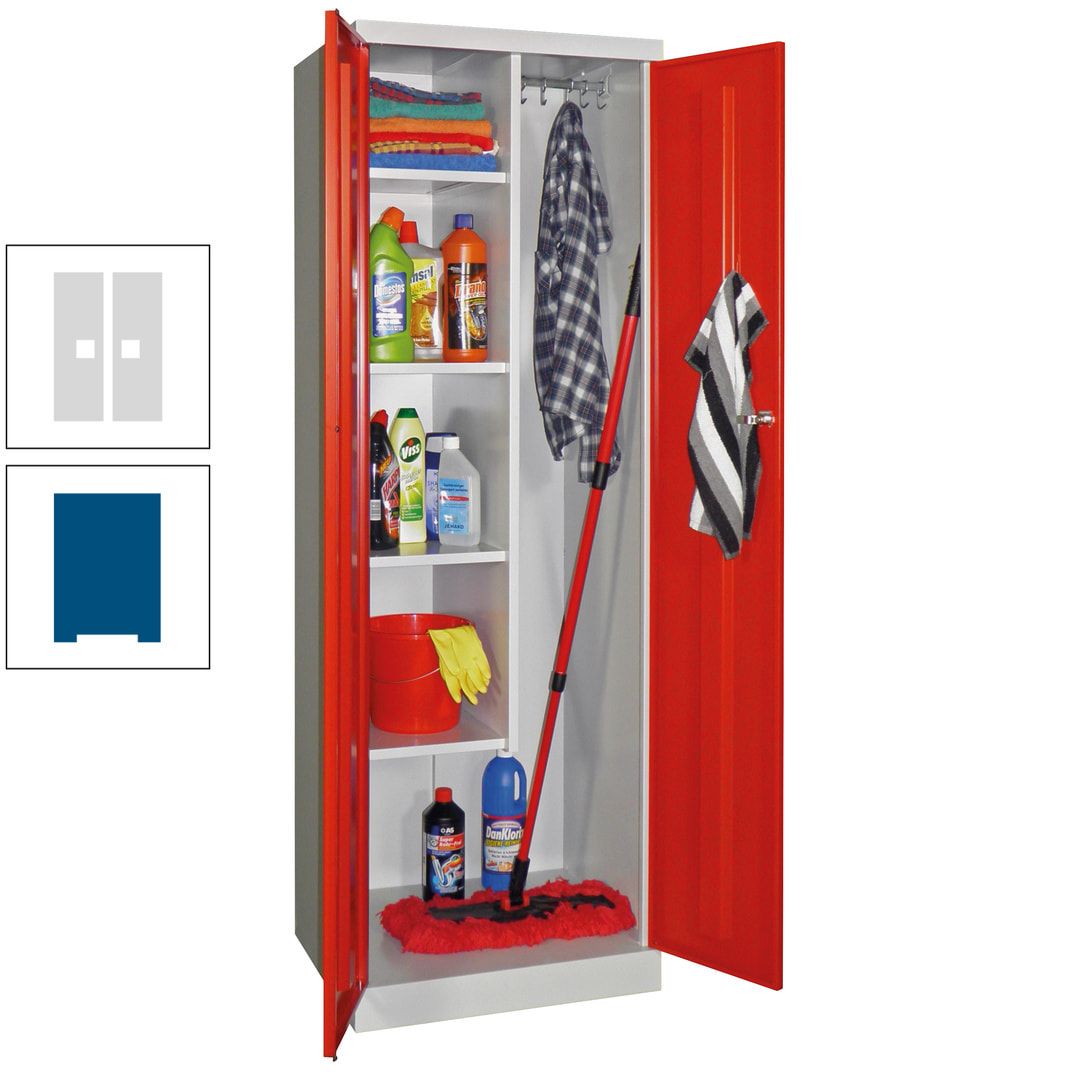 Putzschrank mit Sockel - 1 Abteil mit Trennwand - 1.800x600x500 mm (HxBxT) - Zylinderschloss - anthrazitgrau