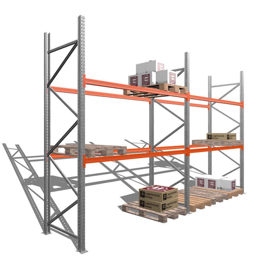 Palettenregal - 1,5 t - 3,5 x 5,7 x 1,1 m - 2 Felder - Schwerlastregal