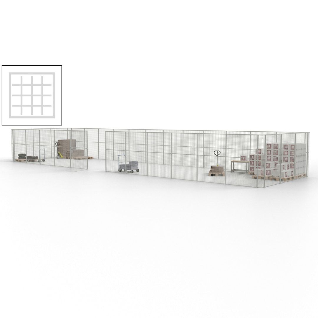 Maschinen Schutzgitter - Hallentrennwand - Sicherheitszaun - Tür - 45 m - 2.200 x 18.400 x 4.900 mm (HxBxT) - enzianblau