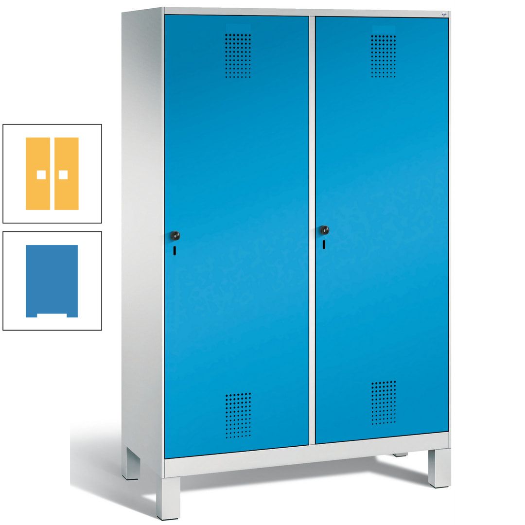 Doppel-Spind, Garderobenschrank, 2 Türen für 4 Abteile a 300 mm, Korpus anthrazitgrau, Türen anthrazitgrau, 1.850 x 1.200 x 500 mm (HxBxT)
