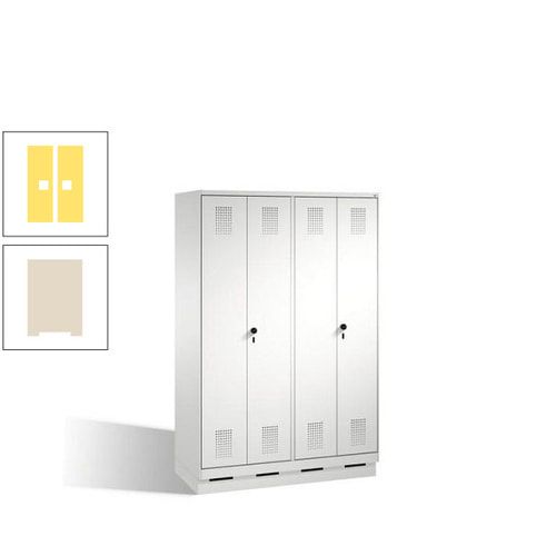 Doppel-Spind, Doppeltüren, Garderobenschrank mit Sockel, 4 Abteile a 300 mm, Korpus anthrazitgrau, Tür anthrazitgrau, 1.800 x 1.200 x 500 mm (HxBxT)