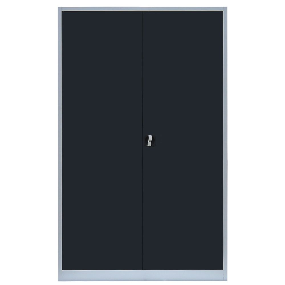 Aktenschrank, Büroschrank, abschließbar, Flügeltüren, 4 Fachböden, 1.950 x 1.200 x 600 mm (HxBxT), Stahl, Korpus und Türen in lichtgrau