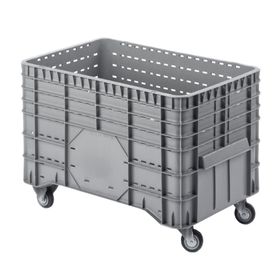 PE Palettenbox - fahrbar - 300 l - 700 x 1.020 x 640 mm (HxBxT) - Wände durchbrochen - grau