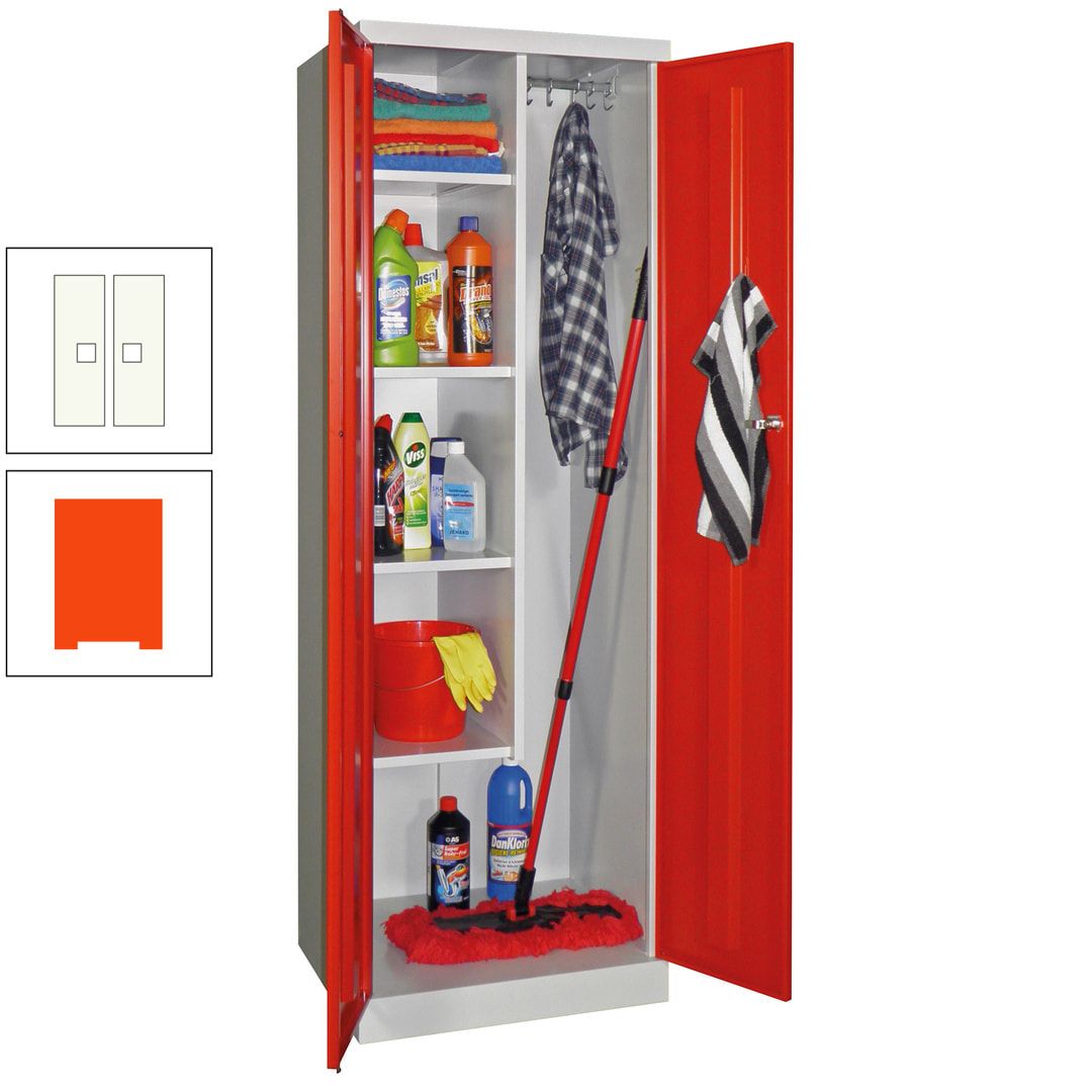 Putzschrank mit Sockel - 1 Abteil mit Trennwand - 1.800x600x500 mm (HxBxT) - Zylinderschloss - anthrazitgrau
