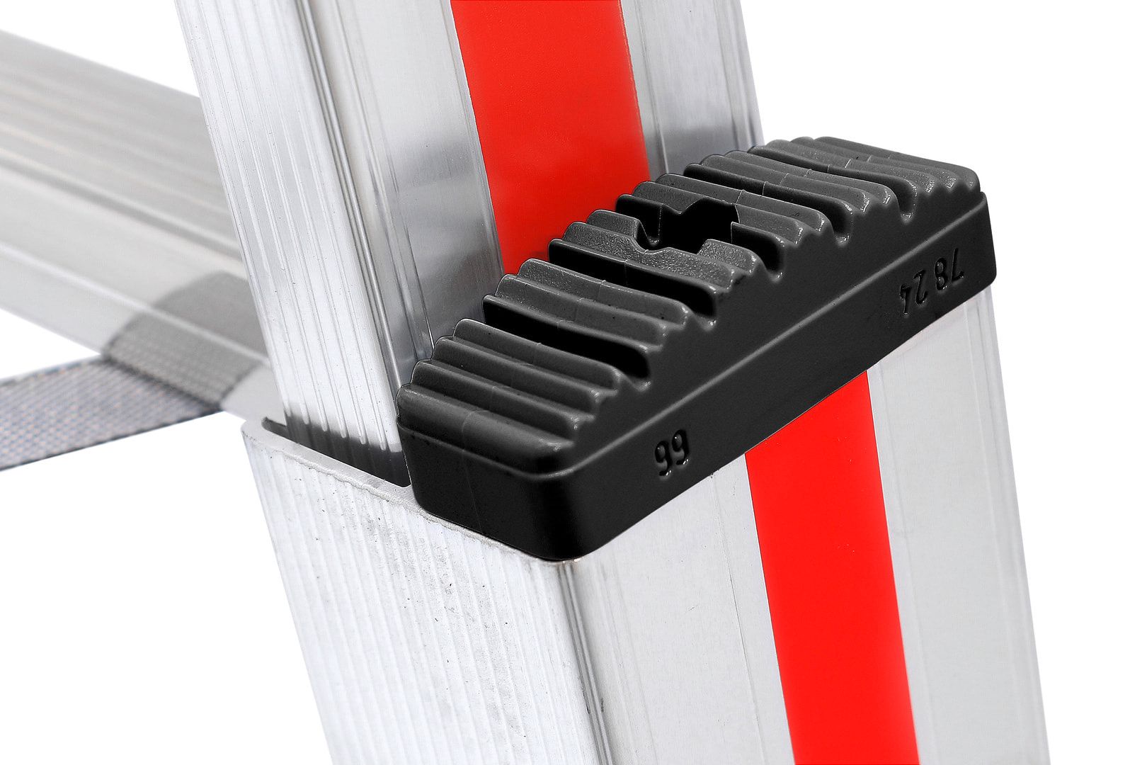 Aluminium-Treppenstehleiter - beidseitig begehbar - stufenlos verstellbare Fußverlängerungen - Länge 1.470 - Breite oben/unten 340/505 - Aluleiter