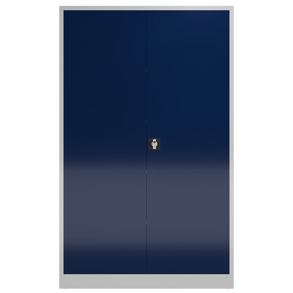 Aktenschrank, Büroschrank, abschließbar, Flügeltüren, 4 Fachböden, 1.945 x 1.200 x 420 mm (HxBxT), Stahl, Korpus und Türen lichtgrau