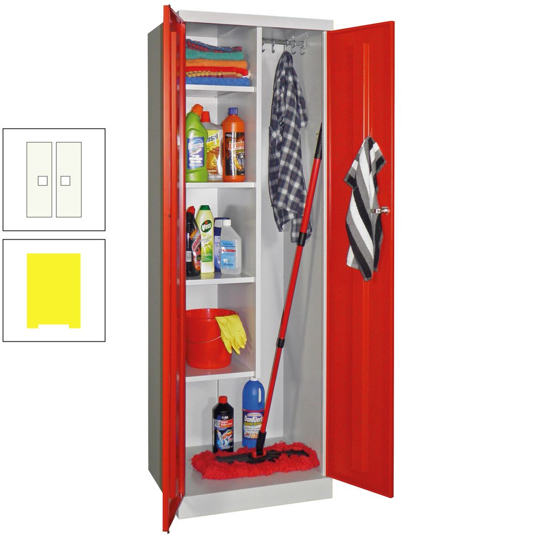 Putzschrank mit Sockel - 1 Abteil mit Trennwand - 1.800x600x500 mm (HxBxT) - Zylinderschloss - anthrazitgrau