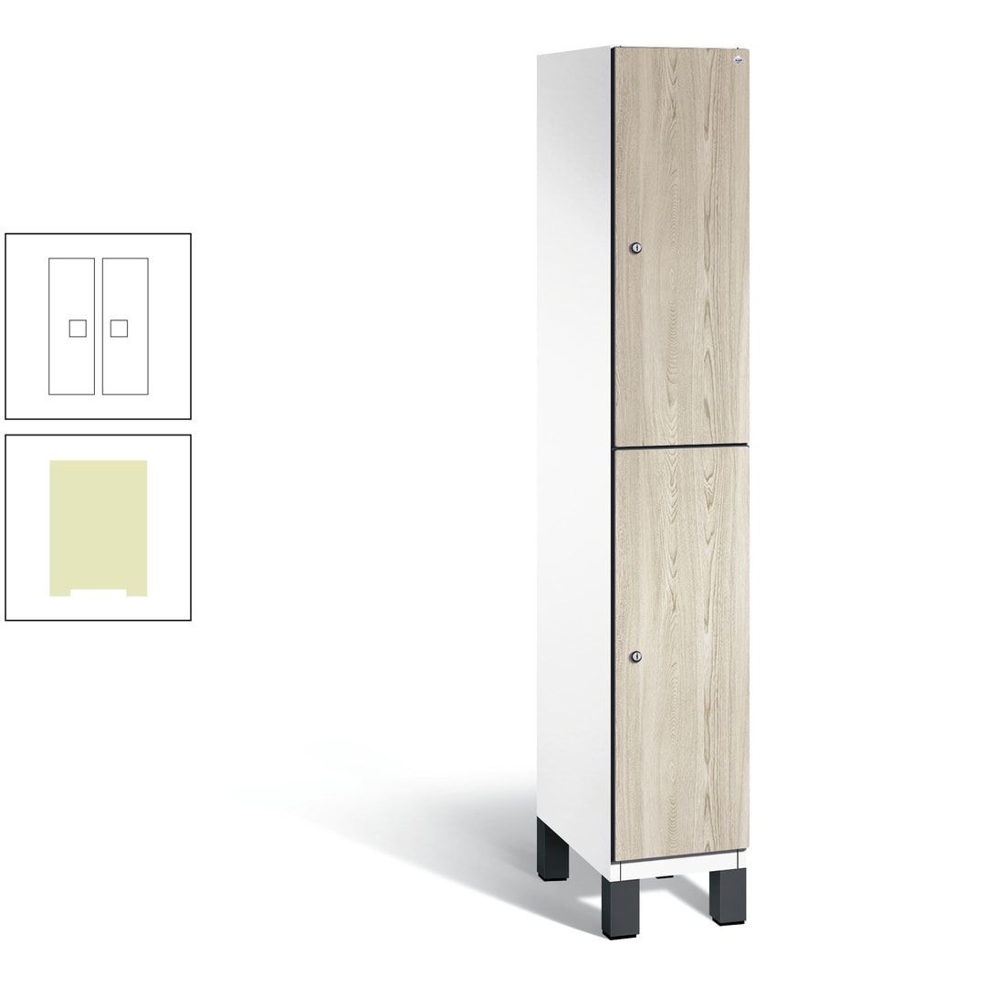 Fächerschrank, Garderobenschrank, mit Füßen, 1 Abteile, 1.980 x 300 x 525 mm (HxBxT), Korpus anthrazitgrau, Tür Donau-Ahorn