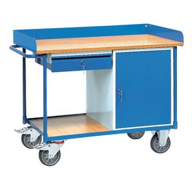 Fetra - Werkstattwagen - umrandete Arbeitsfläche - 930 x 650 x 1.220 mm (HxBxT) - Tragkraft 400 kg - 1 Schrank, 1 Schublade