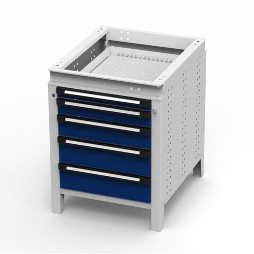 OTTOKIND Werkbank - Arbeitsplatte bündig - 850 x 605 x 750 mm (HxBxT) - 5 Schubladen - lichtgrau