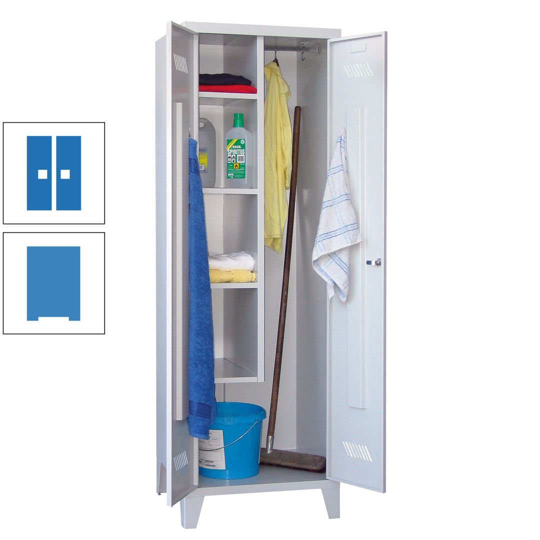 Putzschrank mit Füßen - 1 Abteil mit Trennwand - 1.850x600x500 mm (HxBxT) - Drehriegel - anthrazitgrau