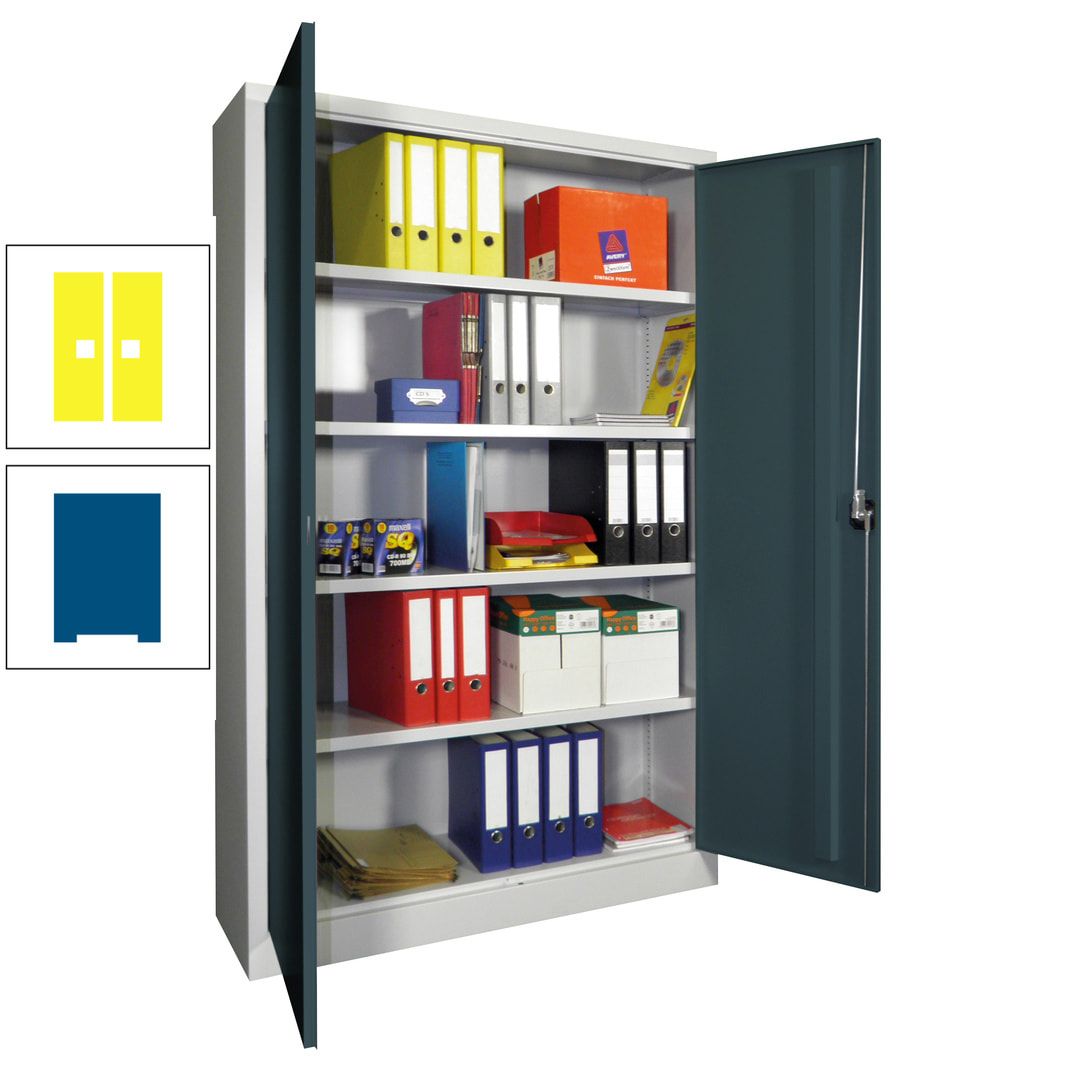 Aktenschrank - Vollblechtüren - 1.950x1.200x400 mm (HxBxT) - 4 Einlegeböden verzinkt - Zylinderschloss - anthrazitgrau