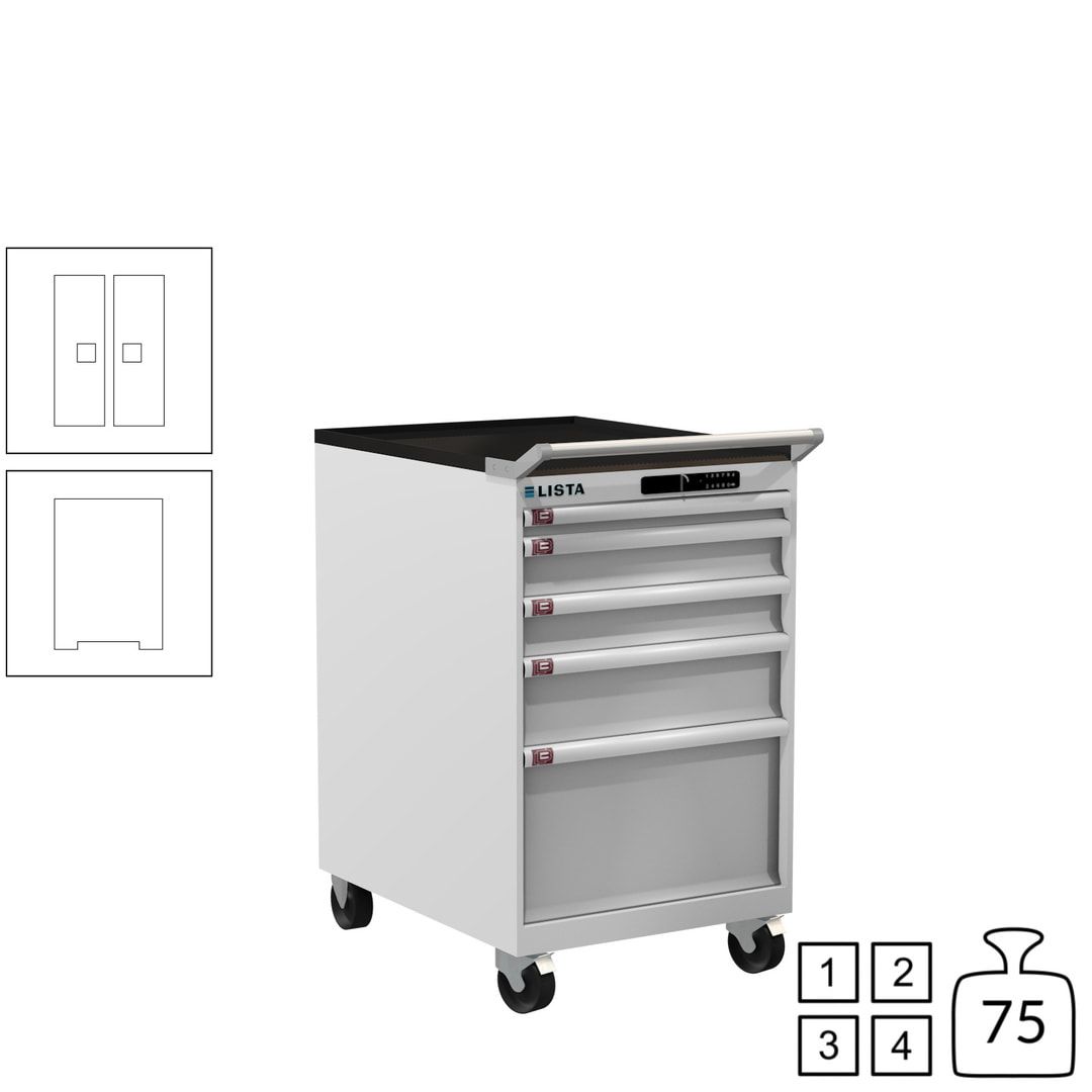 Lista Schubladenschrank - 14.374.010 - 990 x 564 x 725 mm (HxBxT) - 5 Schubladen - 75 kg - Key Lock - lichtblau (RAL 5012)