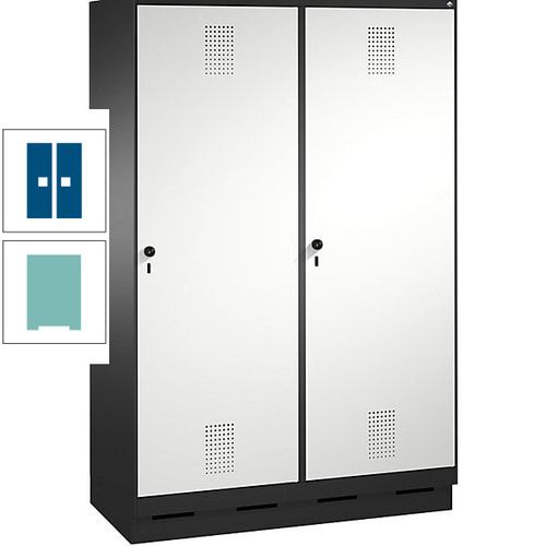 Doppel-Spind, Garderobenschrank, 2 Türen für 4 Abteile a 300 mm, Korpus anthrazitgrau, Türen anthrazitgrau, 1.800 x 1.200 x 500 mm (HxBxT)